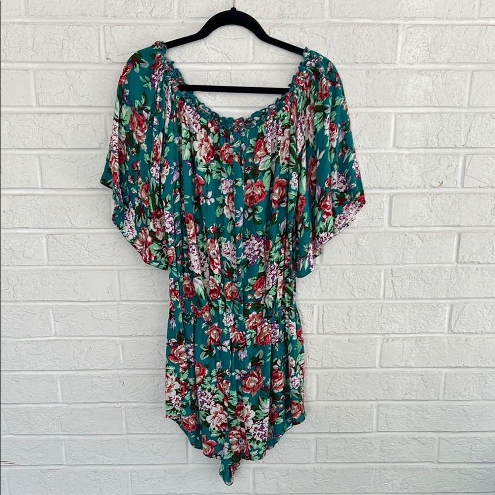 Kori Teal Floral Romper